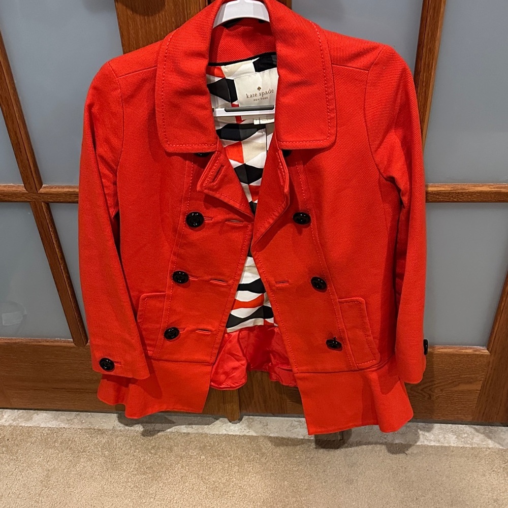Kate Spade Red and Black Patterned Lining Jacket - Picture 1 of 9